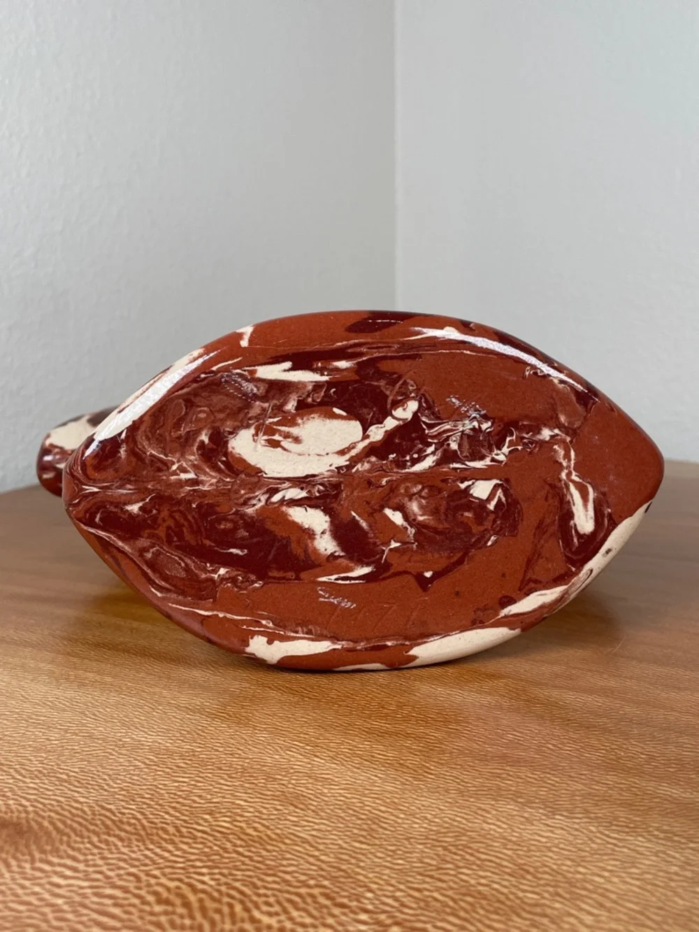 VTG 1978 Montana Clays in Calico Handmade Art Pottery Fluted Vase  Marbled